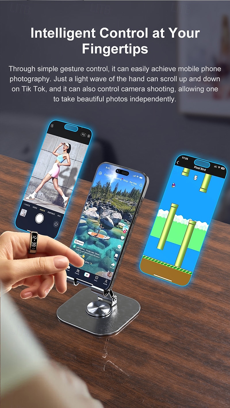 R11C Smart Ring with Touch Display & Charging Case – Heart Rate, Sleep, Blood Oxygen Monitor, Step Tracker, Gesture Control, Waterproof Stainless Steel Fitness Ring 2026 - $58.99 –P6