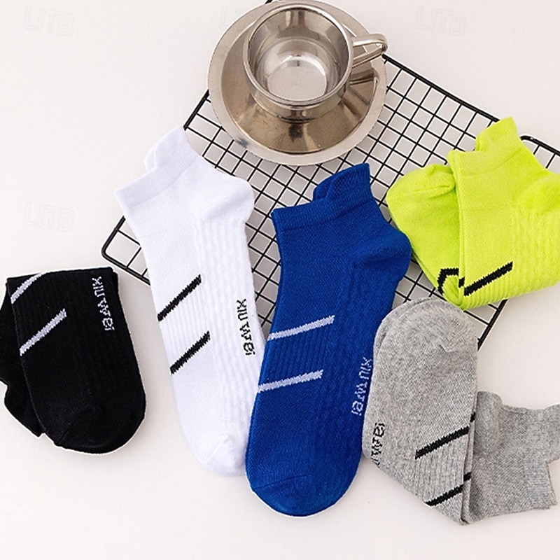Men's 5 Pairs Multi Packs Socks Running Socks Casual Socks Black White Color Plain Vacation Sports & Outdoor Daily Basic Medium Spring Fall Fashion Casual 2026 - $10.99 –P16