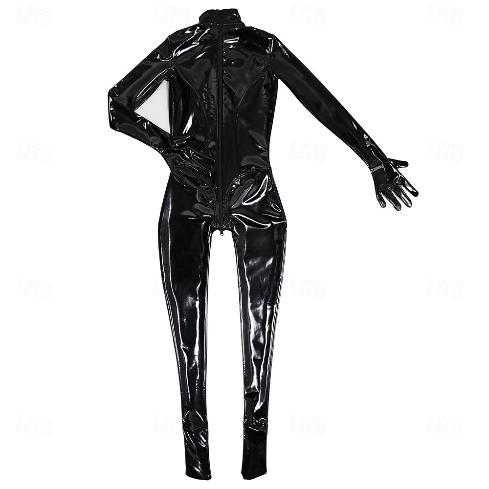 Traje de gato de látex negro para mujer: mono zentai brillante con confección 3D, ajuste ceñido y cremallera en la entrepierna, perfecto para discotecas, desfiles del orgullo y Halloween. &fetiche del 2025 - $82.99 –P2