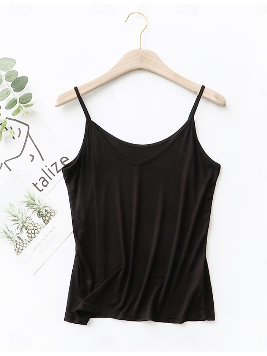 Pentru femei Camisole Tank Top Culoare solidă Zilnic De Bază Casual Fără manșon Cu Bretele Topuri obișnuite Zilnic Fără Spate Negru Alb Roz Îmbujorat Bleumarin Trifoi Vară 2025 - $6.49 –P4