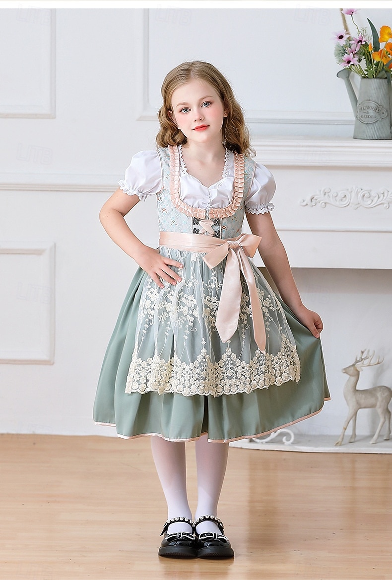 Oktoberfest Encaje Vestidos Delantal Blusa con falda acampanada Mucama bávaro Alemán Munich prados Chica Carnaval Festival de Cerveza Paño de estilo tradicional 2026 - $79.99 –P10