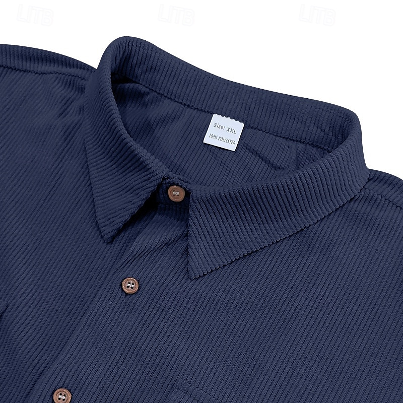 Per uomo Camicia Camicia Estiva Camicia casual Camicia di Velluto a Coste Camicia con Bottoni Camicia cargo Nero Bianco Blu marino scuro Azzurro cielo Albicocca Manica Corta A righe Bavero Casuale del 2025 a $21.99 –P6