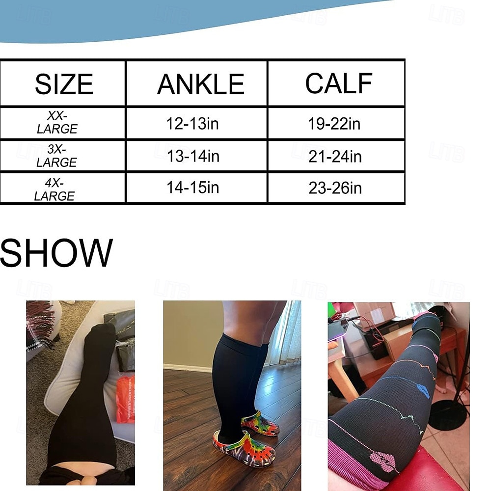 1 paio di calze a compressione graduata, polpaccio largo 15-20 mmHg, calze di supporto alte fino al ginocchio per donna &Calzini circolatori per gambe gonfie, per uomini, per infermieri, per voli, del 2025 a $10.49 –P2