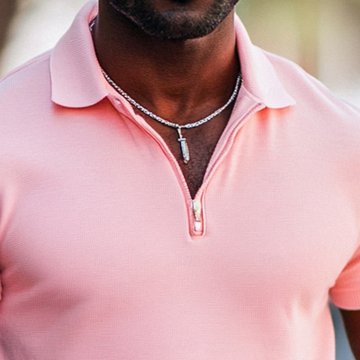 Per uomo Polo con zip a un quarto Streetwear Casuale Mezza zip Manica Corta Moda Tinta unica Cerniera Estate Bianco Rosa Blu marino Verde Polo con zip a un quarto del 2026 a $21.99 –P2