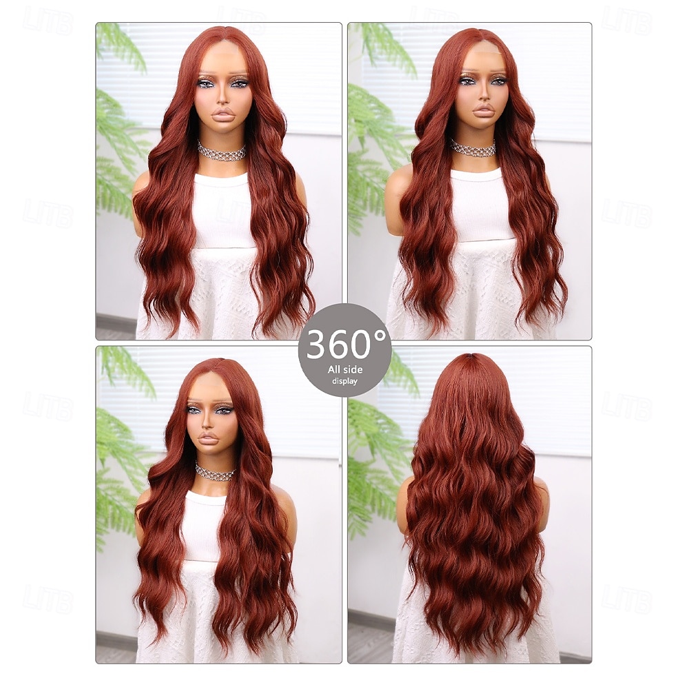 Synthetic Lace Wig Curly Style 26 inch Orange Middle Part U Part Wig Women's Wig Auburn 2025 - $40.99 –P4