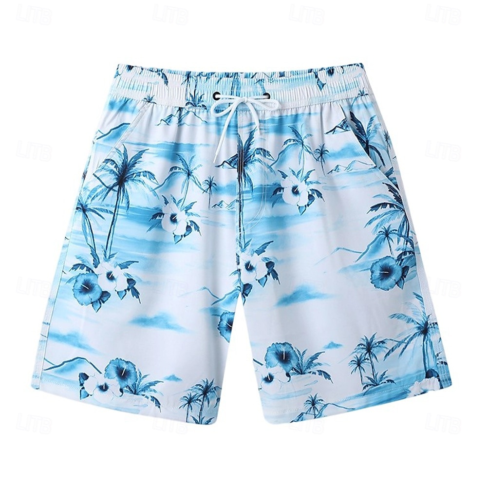 Voor heren Korte broek Strandshorts Trekkoord Grafisch Blad dier Ademend Sneldrogend Knielengte Buiten Vakantie Huis Vakantie Etnische stijl Meerblauw Leger groen Rekbaar 2025 - $16.49 –P10