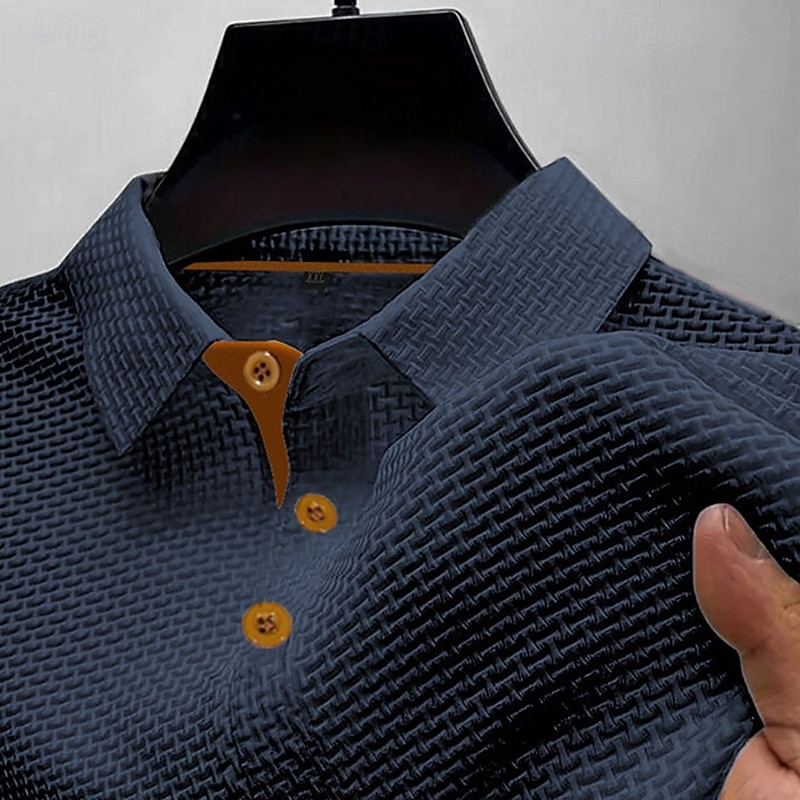 Per uomo Maglia da golf Polo da Golf Casuale Lavoro Bavero Manica Corta Essenziale Moderno Semplice Jacquard Bottoni Estate Vestibilità regolare Blu Nero Bianco Blu marino azzurro cielo Grigio scuro del 2026 a $18.99 –P2
