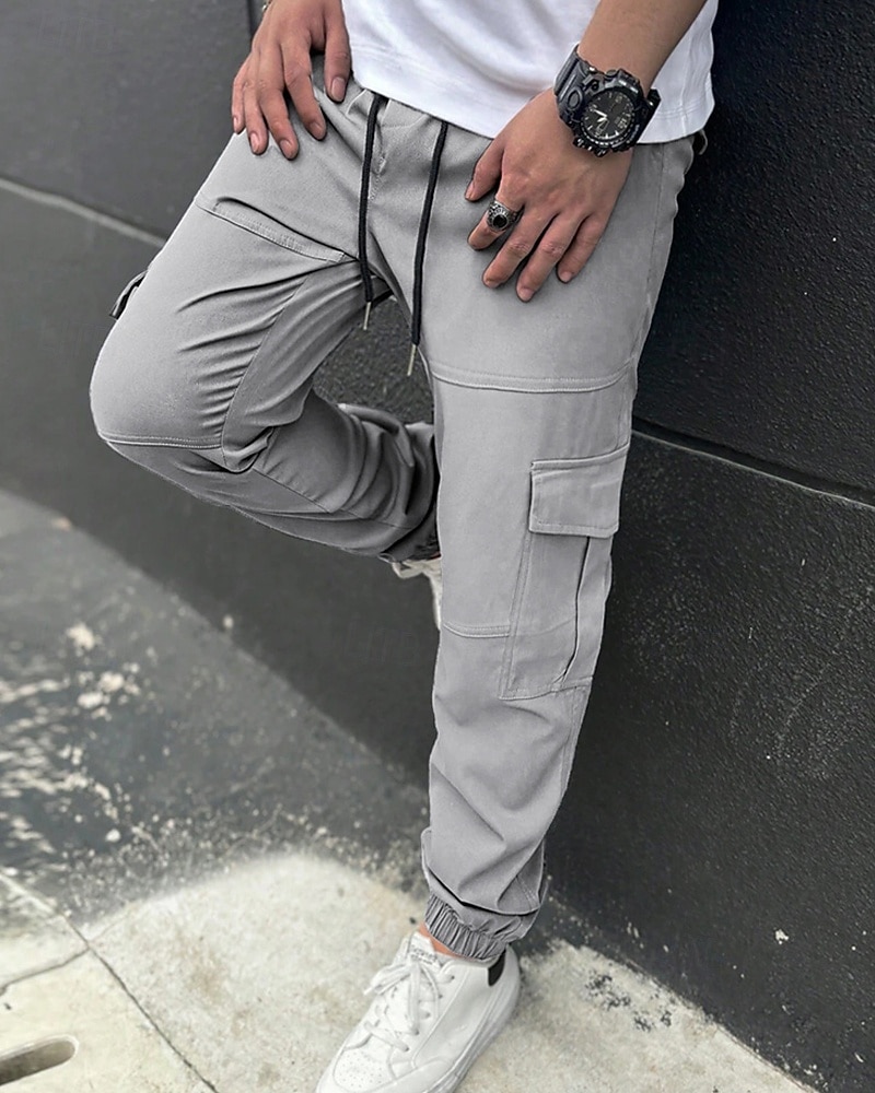Men's Cargo Pants Trousers Drawstring Elastic Waist Multi Pocket Plain Wearable Daily Outdoor Camping & Hiking Fashion Classic Navy Blue Khaki 2026 - $27.99 –P14