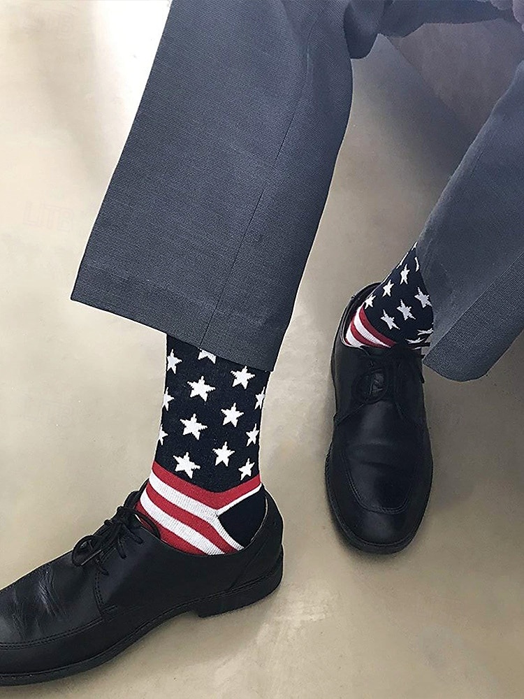 Herrensocken mit USA-Flagge und Sternenbanner-Design – patriotische Baumwollsocken für den Unabhängigkeitstag, Sport und Freizeit 2025 - $9.99 –P1