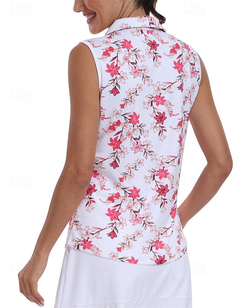 Per donna Floreale Maglia da tennis Senza Maniche Stampato UPF50+ Asciugatura Rapida Tennis Golf Badminton Collo con zip Maglietta Top Rosa Verde Abbigliamento da tennis del 2026 a $22.99 –P5