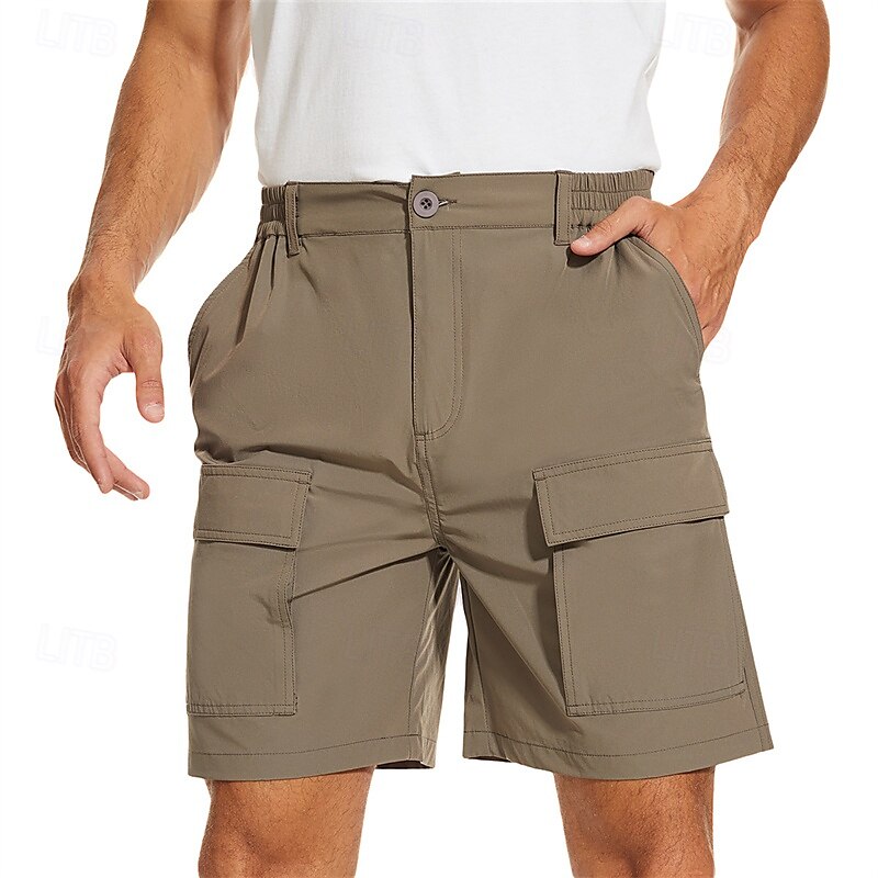 Homens Bermuda Cargo Calção Shorts de verão Cintura elástica Bolso multi Bolso com aba Tecido Conforto Vestível Comprimento do joelho Ao ar livre Esporte Diário Moda Casual Preto Verde de 2025 por $34.99 –P2