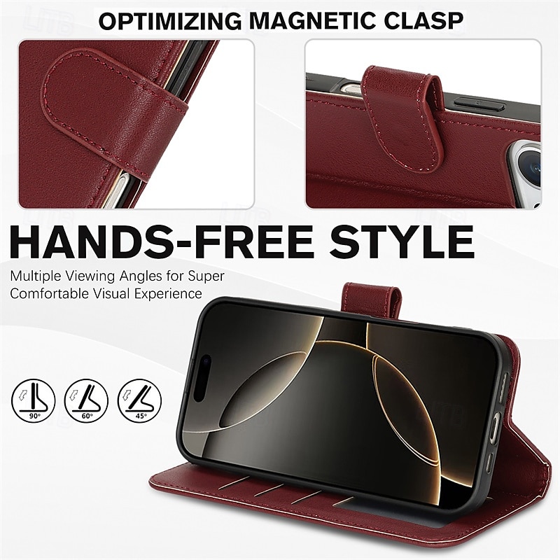 Flip Phone Case with Lanyard for iPhone 16/15/14/13/12 Pro Max/Plus – Shockproof Retro Cover, TPU+PC+PU Leather 2025 - $19.99 –P3