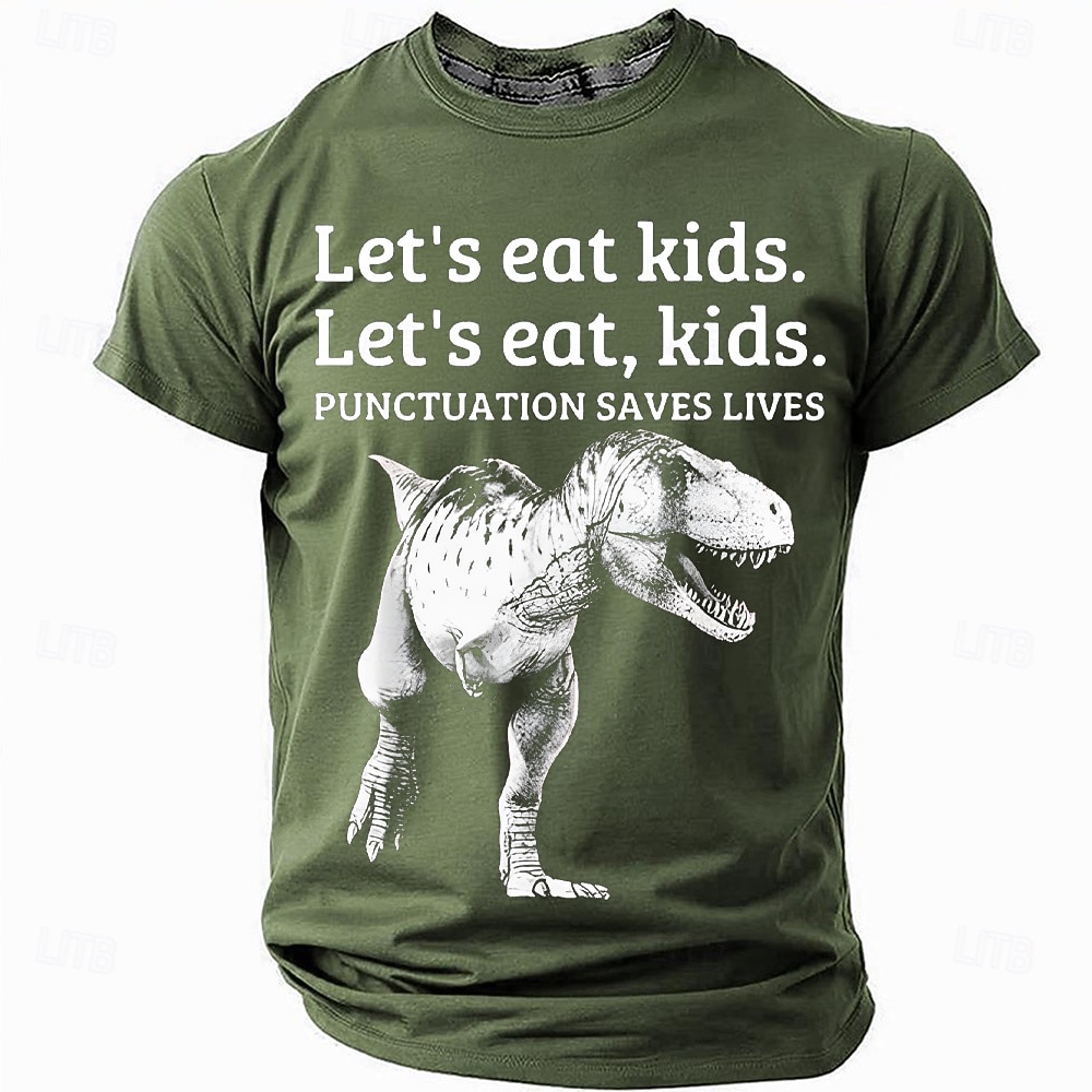 Men's T-Shirt - Funny Punctuation Saves Lives Grammar Joke T-Rex Graphic Short Sleeve 2026 - $19.49 –P3