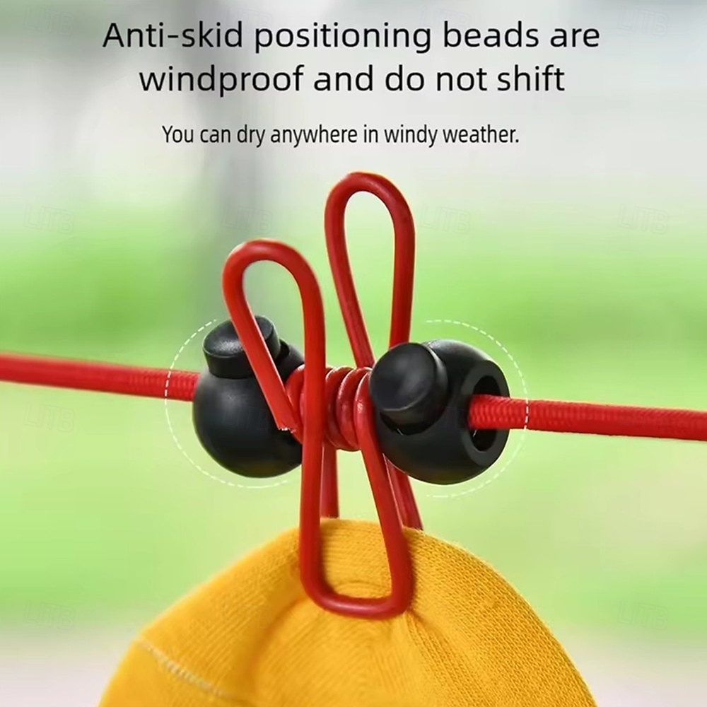 Outdoor Camping Non-slip stretch clothesline With 12Clips Travel Stretchy Clothesline Sock Line Hanging Laundry Drying Rope 2025 - $6.99 –P5