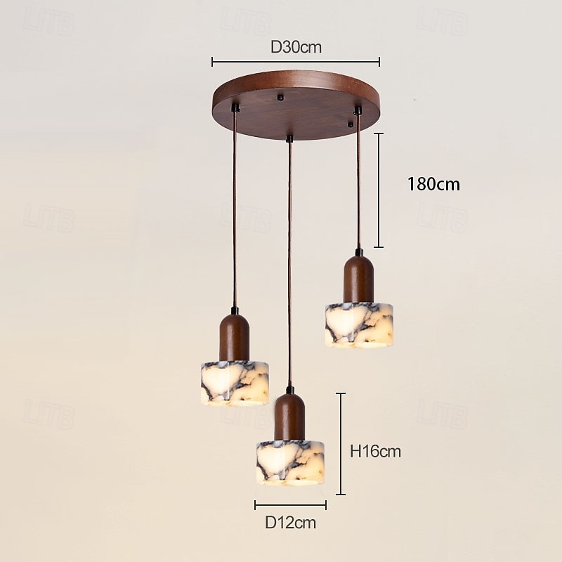 светодиодный подвесной светильник подвесные светильники для потолка каменные деревянные подвесные светильники люстры с абажуром для столовой роскошное украшение гостиной 110-240 В 2025 - $128.99 –P2