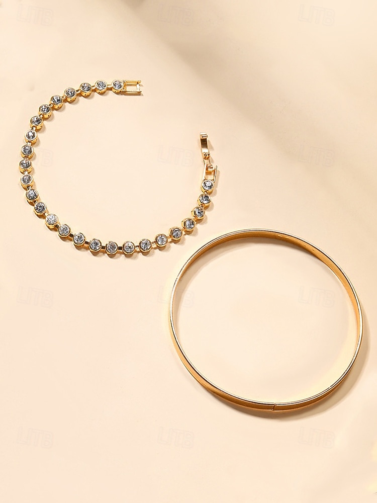 Goldfarbenes Kristallarmband-Set für Damen – elegante Stapelarmreifen für Partys, Verabredungen und den Alltag 2026 - $9.99 –P4