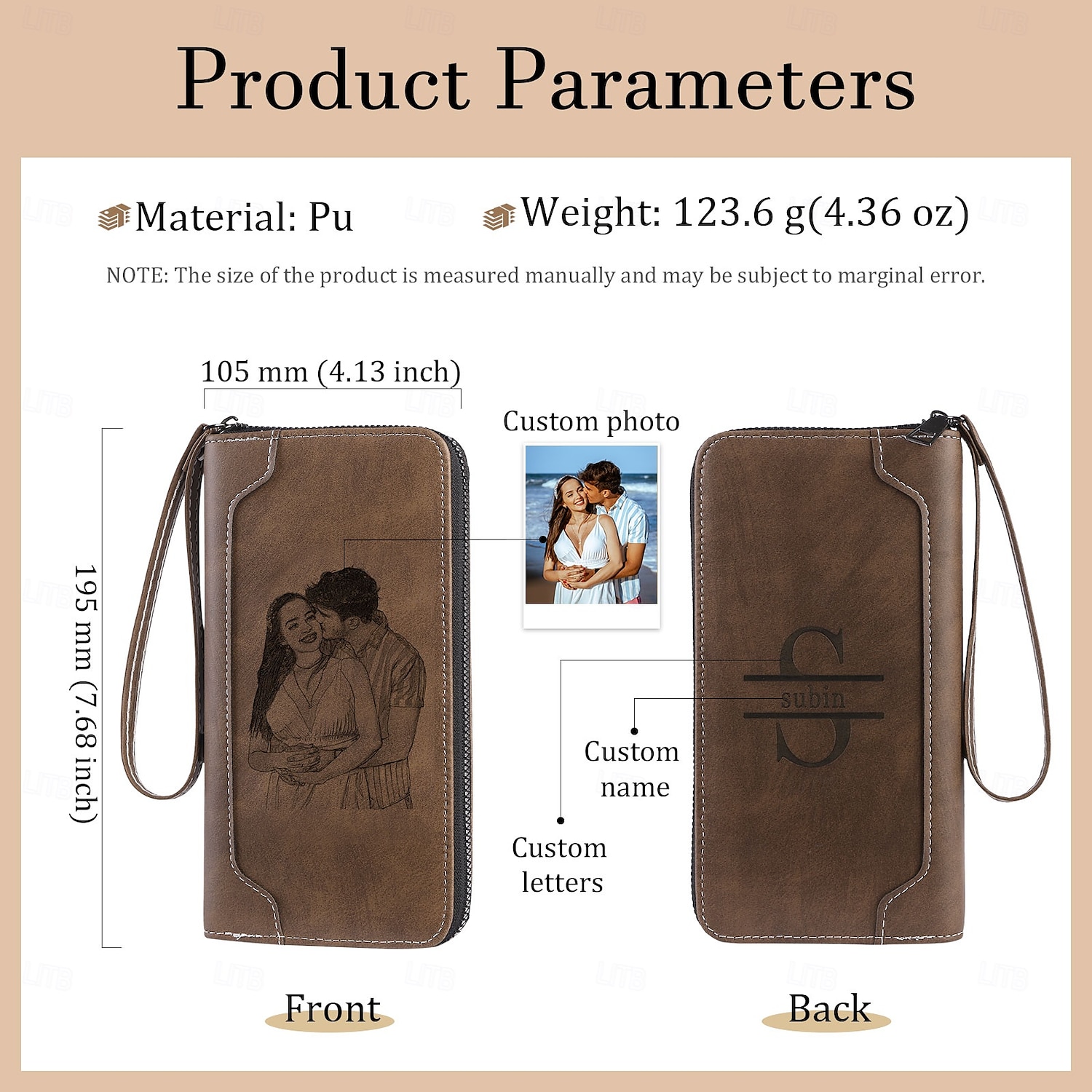 Portafoglio in pelle personalizzato con foto incisa, regalo perfetto per papà, testo personalizzato, festa del papà, compleanno, anniversario, regalo di Natale per lui, portafoglio in pelle personalizzato per uomo del 2025 a $17.49 –P1