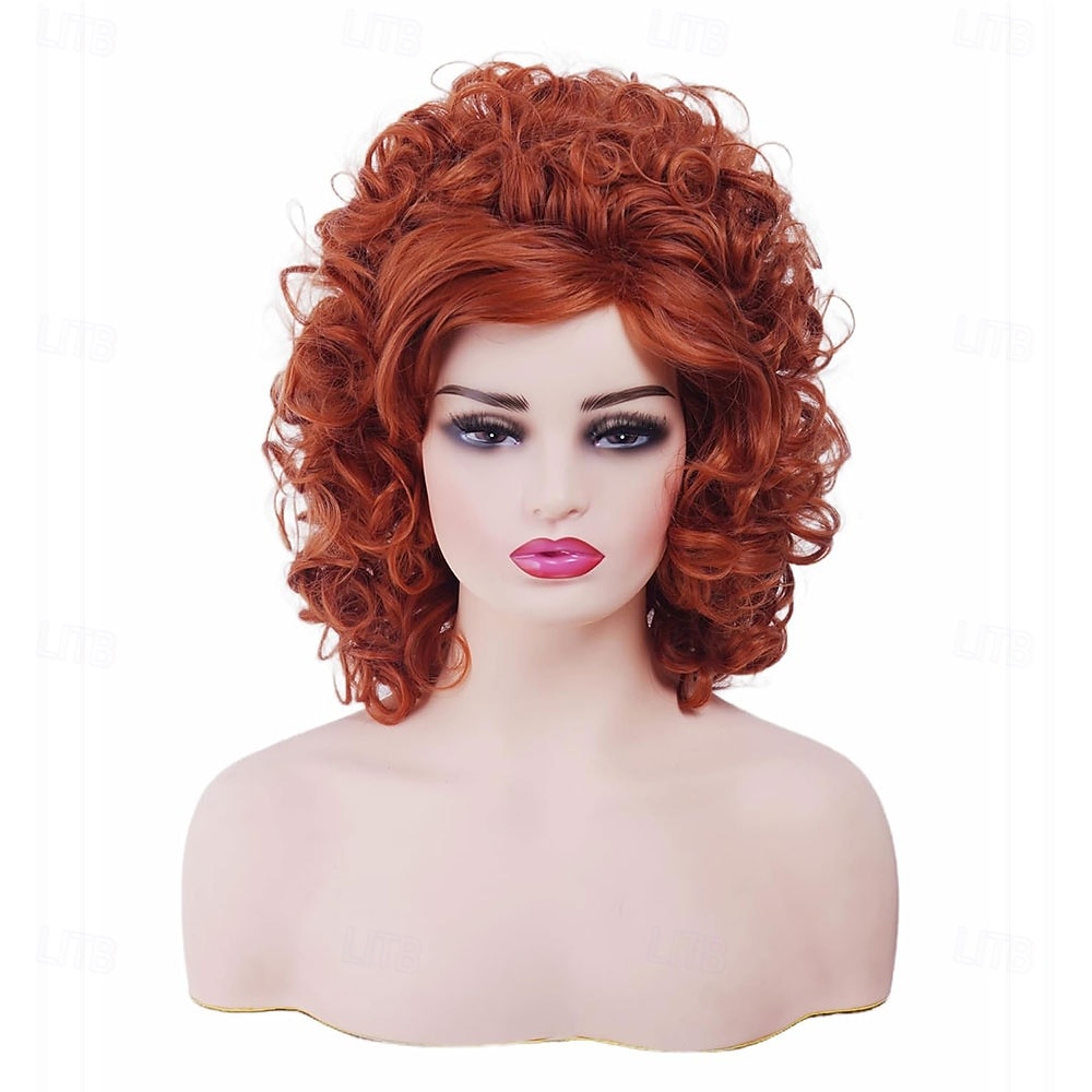 Длинный кудрявый каштановый парик в стиле «улей» для женщин, винтажный парик в стиле диско, синтетические волнистые рыжие медно-красные парики для косплея рок-певицы 60-х, 70-х, 80-х или 2026 - $24.99 –P8