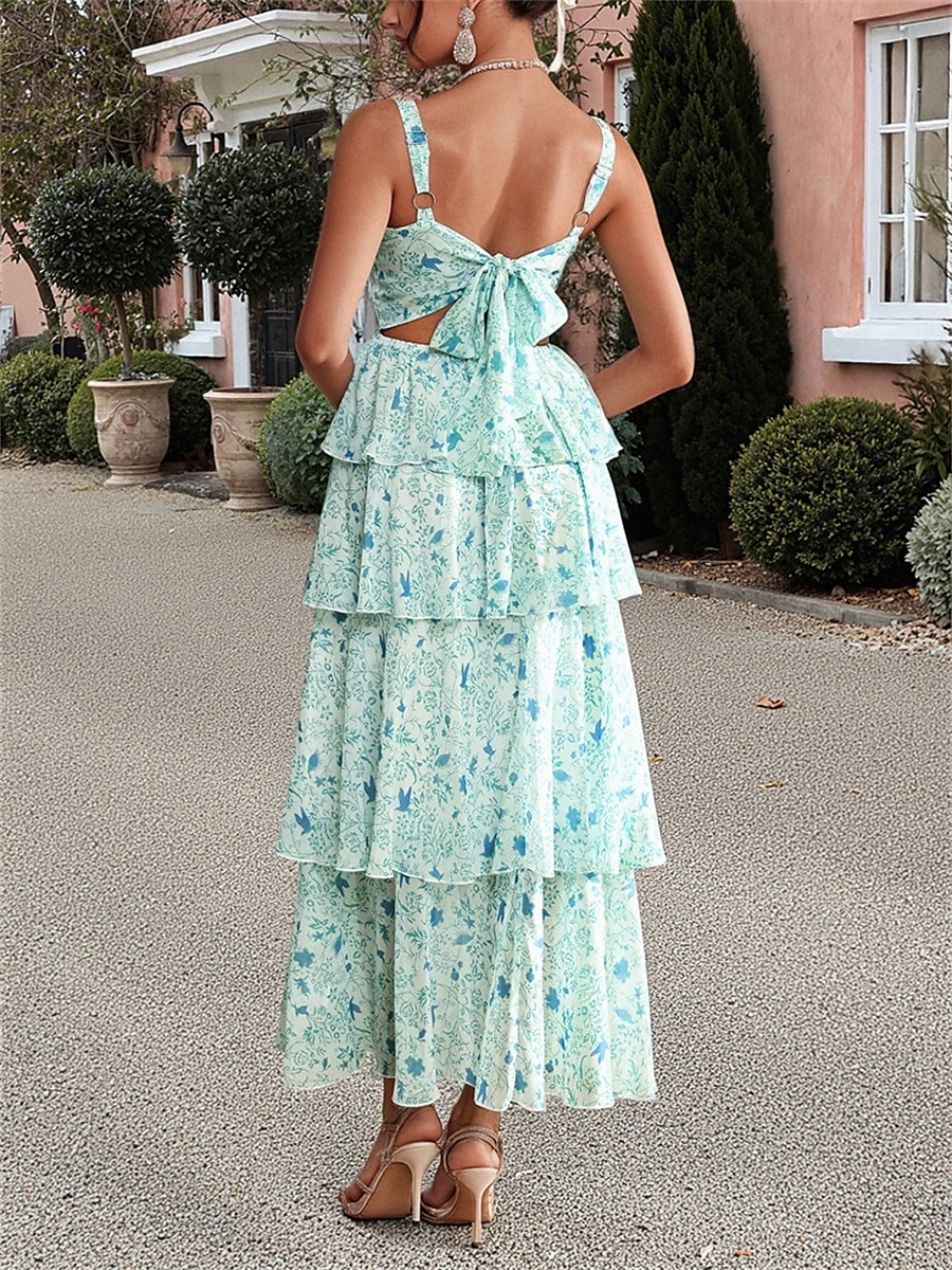 A-Linie Šaty Quinceanera Elegantní Šaty Svatební Svatební Host Délka Kotníků Bez Rukávů Spaghetti Popruh Polyester Bez Záda s Květinovým Potiskem Svatební Host Šaty 2025 - $109.99 –P9