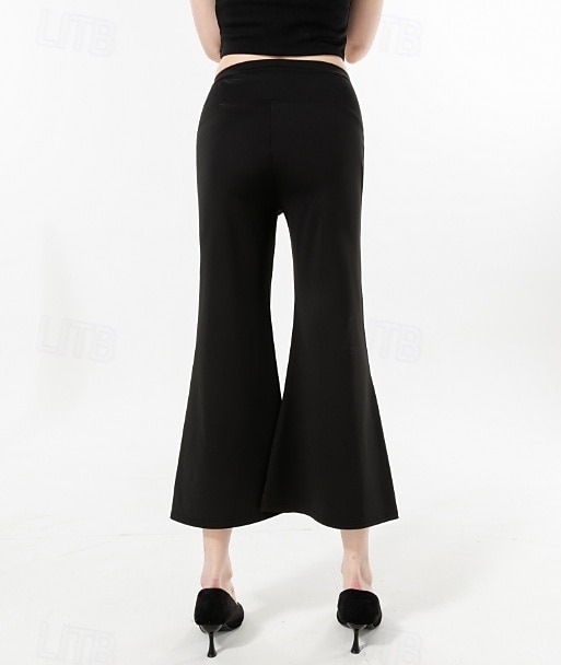 Damen EU- / US-Größe Schwingend Einfach Leicht Wadenlang Natürliche Taille Einfarbig Bequem Atmungsaktiv Leicht Mikroelastisch Heim Yoga Schwarz 4 # Sommer Frühling Lässiger Schnitt 2025 - $17.99 –P2