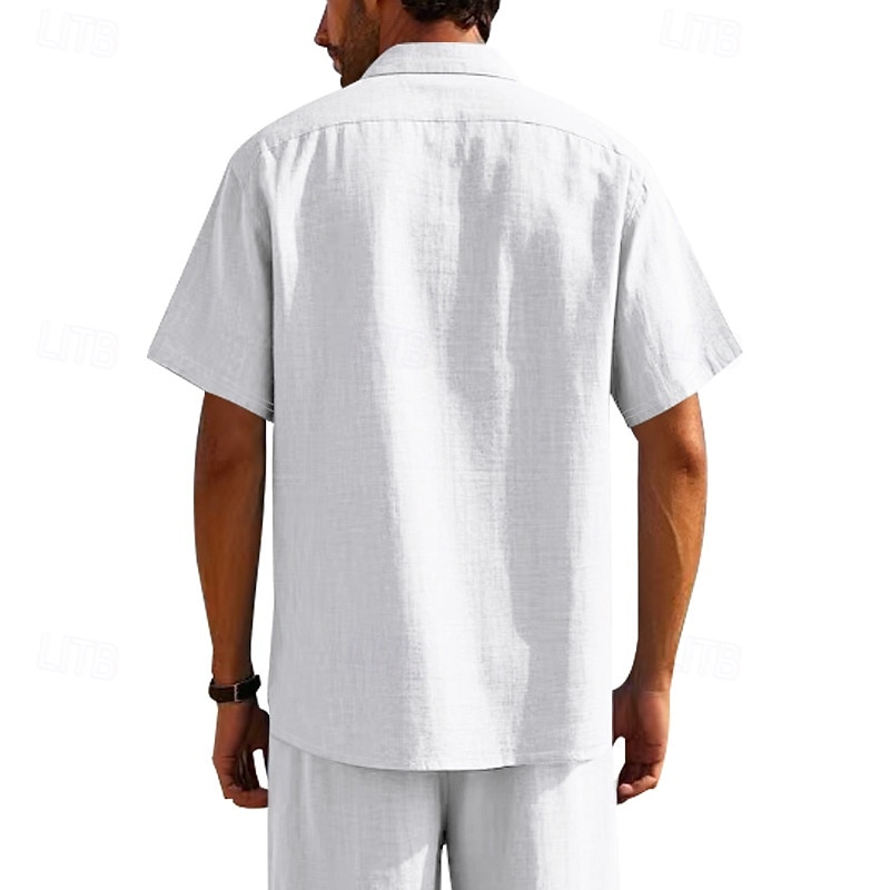 Per uomo Camicia Camicia di lino Camicia casual Camicia con Bottoni Camicia di cotone Semplice Vacanza Streetwear Giallo scuro Nero Bianco Blu marino Manica Corta Collo ripiegato Estate Abbigliamento del 2025 a $18.99 –P8