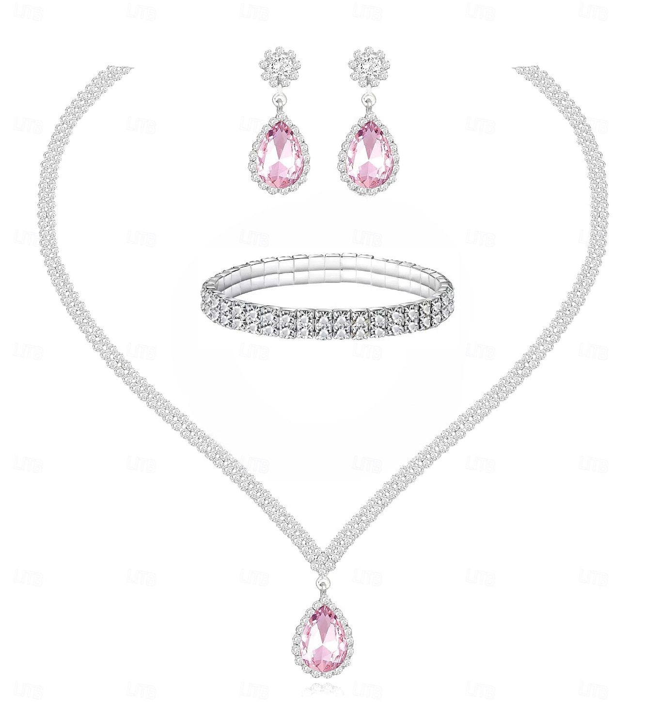 Set di gioielli da sposa, 1 set di orecchini con strass e zirconi, collana e braccialetti, elegante set di gioielli artistici alla moda da donna per matrimoni, feste e abiti da sera. del 2025 a $30.99 –P3