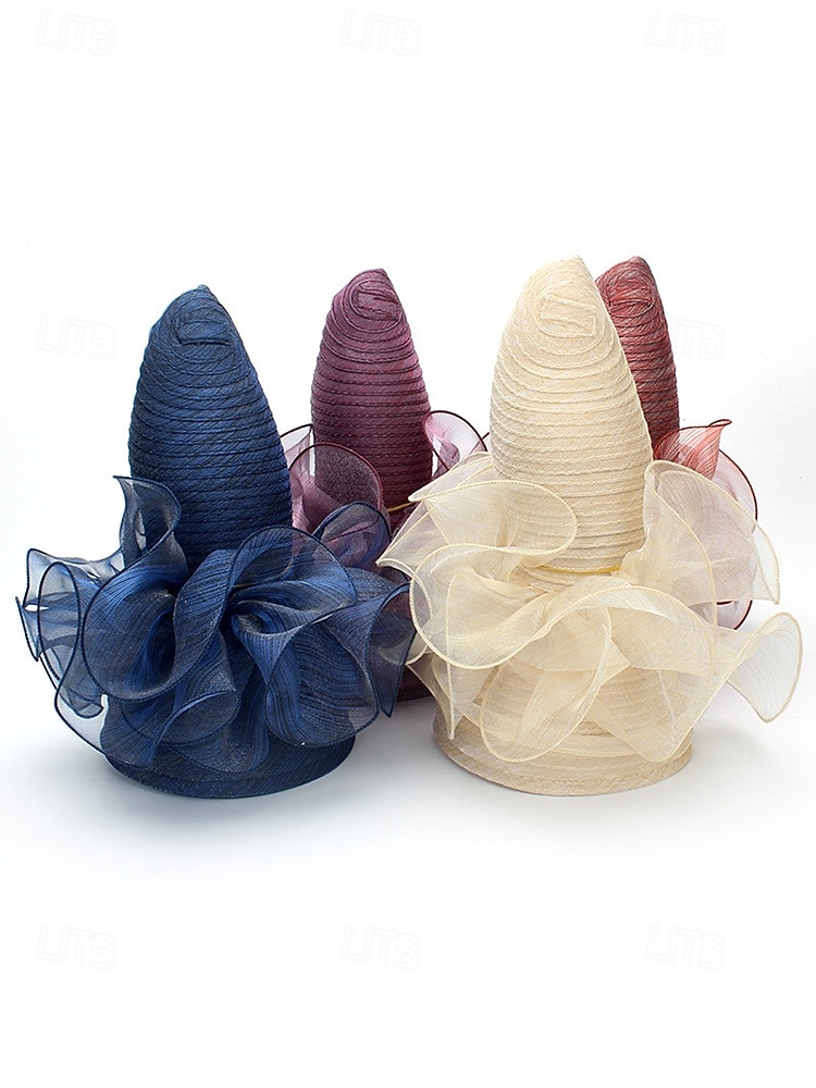 Chapeau de paille élégant à large bord pour femme avec des accents de ruban et de perles, parfait pour les fêtes de jardin d'été, les événements en plein air et les mariages de 2025 ? $14.99 –P7