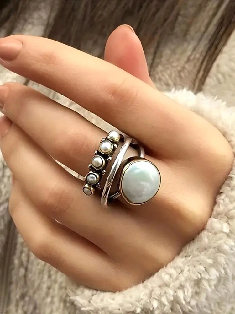 Women's Vintage Pearl Ring - Bohemian Style, Perfect for Casual and Beach Wear 2025 - $11.99 –P1