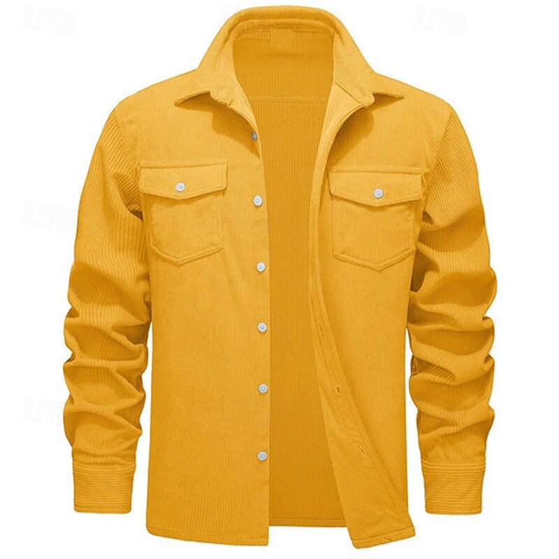 Herren Hemdjacke Überhemden übergangsjacke Täglich Verschleißfest Tasche Sommer Frühling Einfach Klassisch Revers Dunkelgrau Schwarz Gelb Wein Marineblau Jacken 2025 - $38.99 –P13