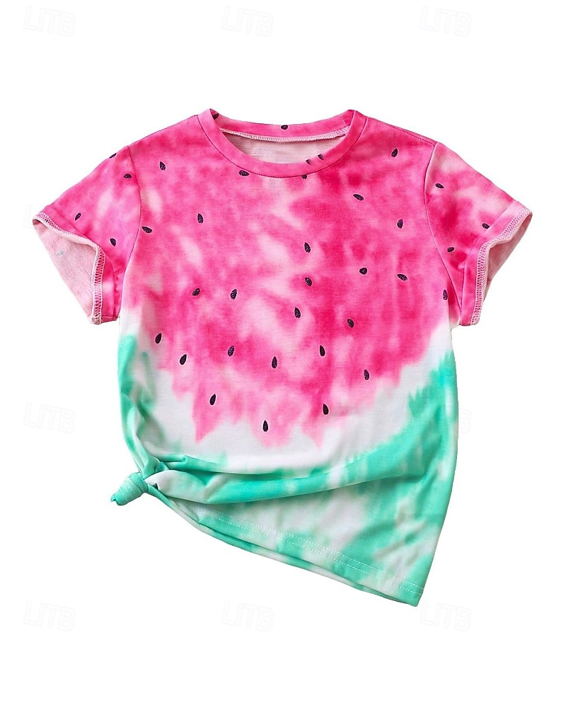 Kids Girls' T shirt Tie Dye School Short Sleeve Crewneck Daily 4 years+ Summer Pink Red 2026 - $10.49 –P3
