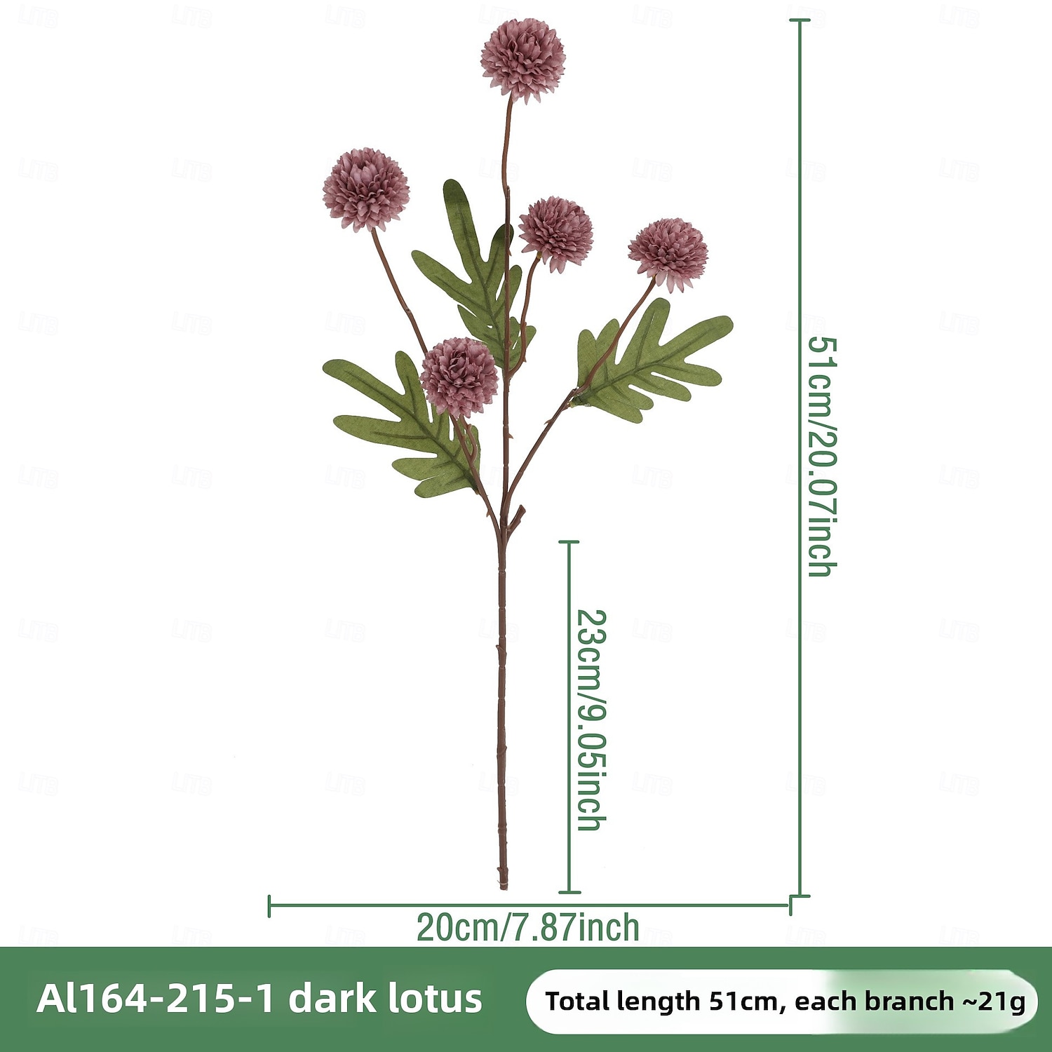 1 maço de flores de dente-de-leão simuladas com 5 flores de bola de pingue-pongue, flor artificial de plástico de galho único para decoração de casamento, adereço interno, arranjo floral artificial de 2025 por $7.99 –P10