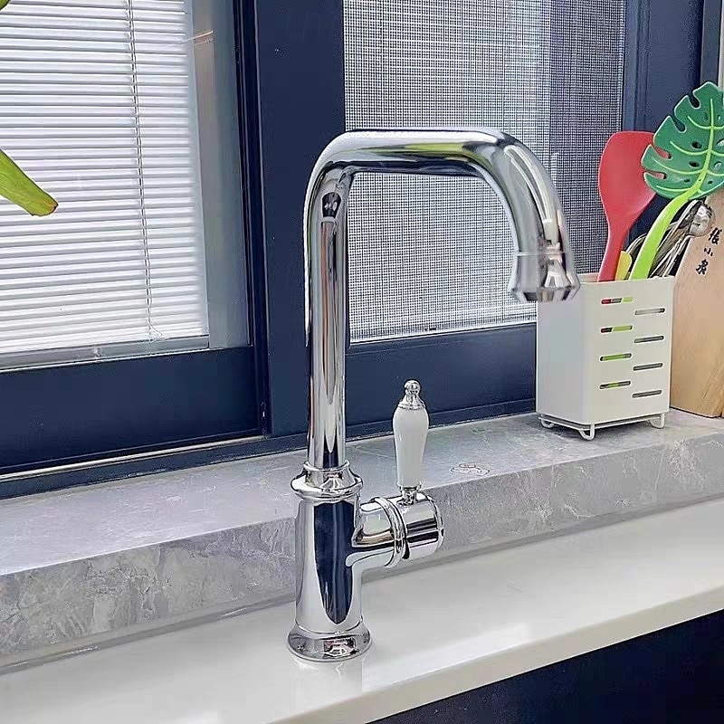 Rubinetto da cucina - Monocomando un foro Galvanizzato Estraibile / Abbassabile Set centrale Retrò Vintage Kitchen Taps del 2025 a $137.99 –P9