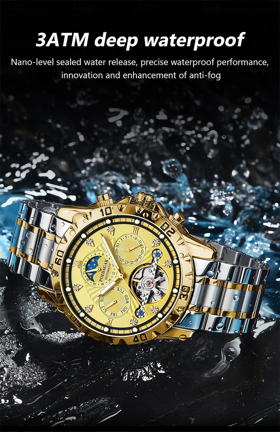 Luxury Hollow Tourbillon Men Watches Waterproof Luminous Automatic Mechanical Watch Date Week Stainless Steel Men Watch 2025 - $58.99 –P6