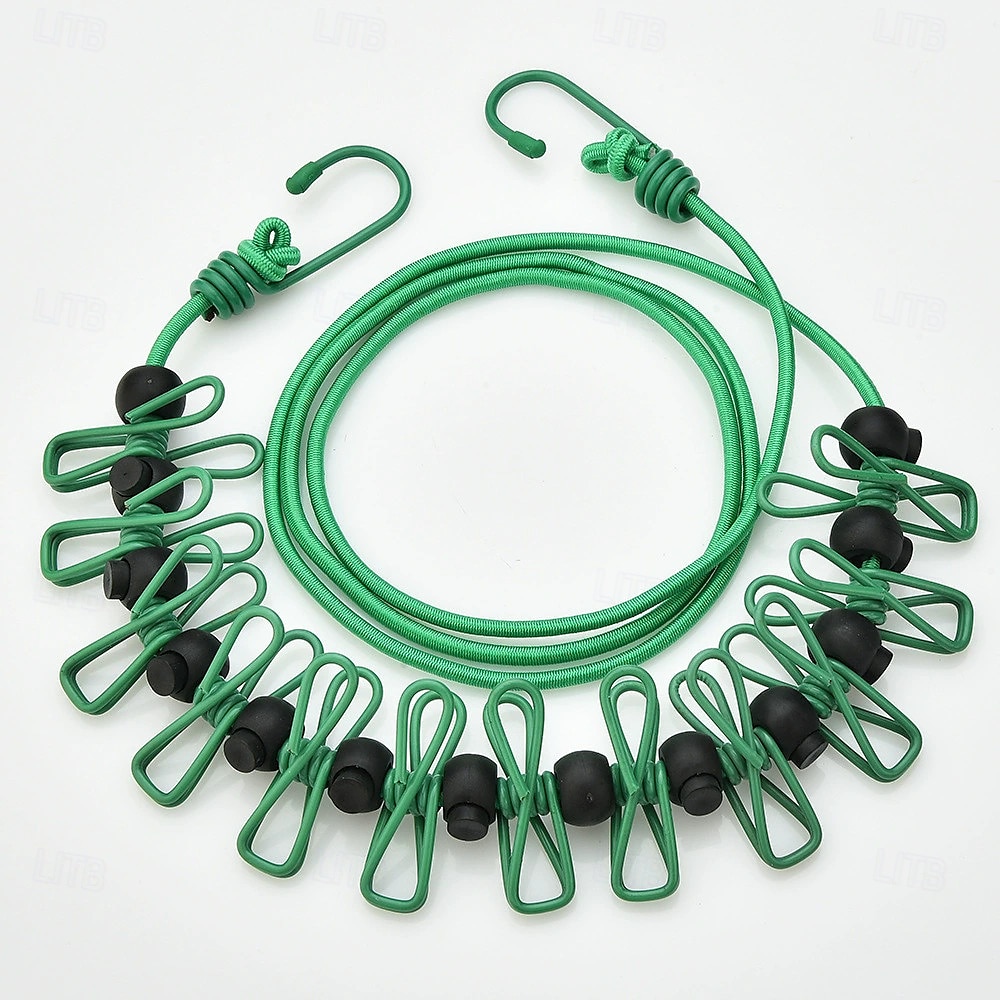 Corde à linge extensible antidérapante pour camping en plein air avec 12 clips, corde à linge extensible de voyage, corde à chaussettes, corde à linge suspendue de 2025 ? $6.99 –P5