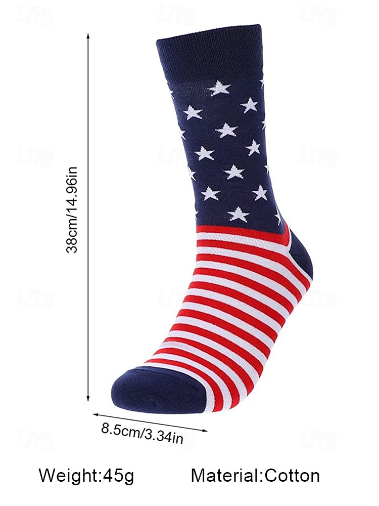 Herensokken met Amerikaanse vlag en sterren- en strepenmotief - patriottische katoenen sokken voor Onafhankelijkheidsdag, sport- en vrijetijdskleding 2025 - $9.99 –P4