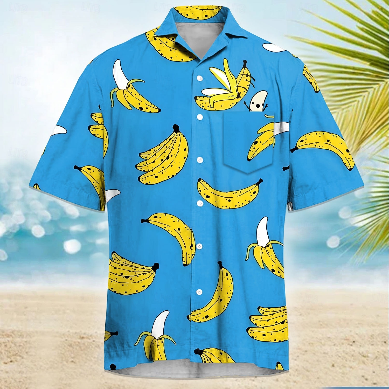 Men's Funny Banana Cuban Collar Shirt Summer Hawaiian Shirt Aloha Shirt Short Sleeve Hawaiian Vacation Holiday Beach Wear Summer Spring Camp Collar Shirt 3D Print Front One Pocket Yellow Blue Green 2026 - $25.99 –P4