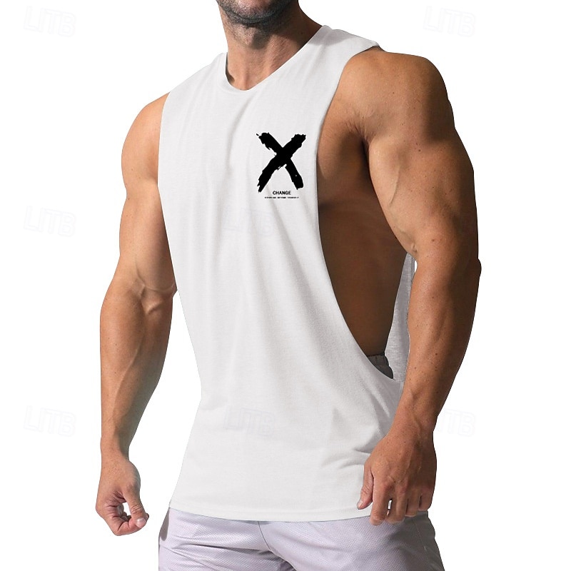 Herren Tank Top Weste Unterhemd Ärmelloses Shirt Ärmellos Rundhalsausschnitt Sommer Bedruckt Mode Designer Basic Klassisch Urlaub Straße Ausgehen Schwarz Weiß Rote Top T-Shirt für Herren 2025 - $14.49 –P2