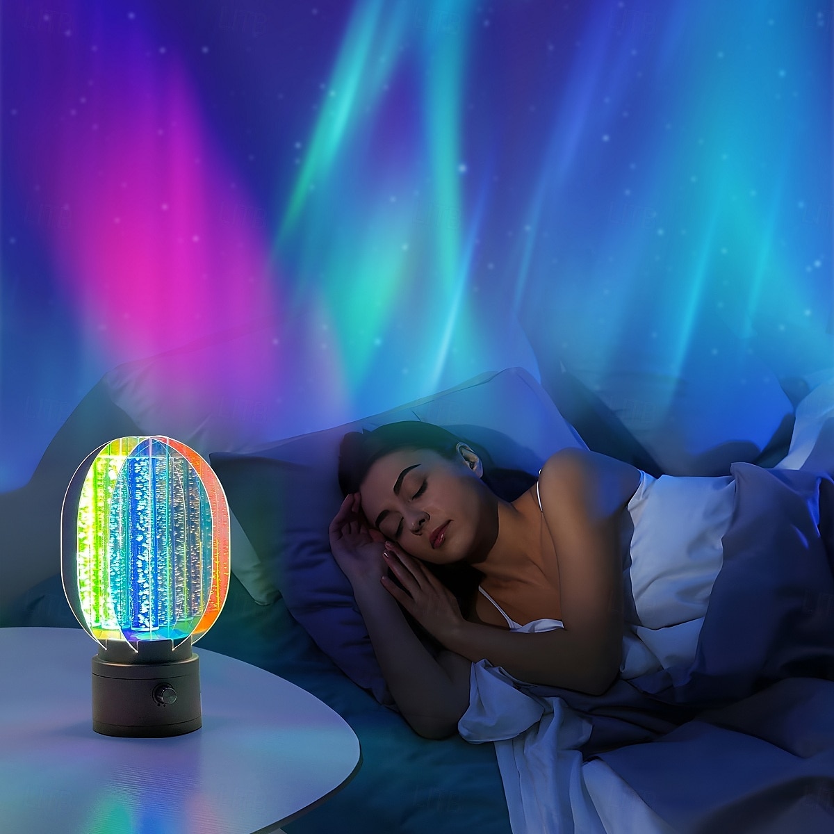 Luminária de mesa recarregável sem fio com efeito aurora, luz noturna para quarto com rotação de 360 graus, luminária de mesa operada por bateria para sala de estar, luminária pequena para estação de de 2025 por $55.99 –P3