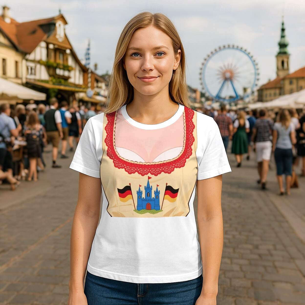 Októberi fesztivál Dirndl nyomtatás Póló bajor München Német Grafikus Kompatibilitás Női Felnőttek Októberi fesztivál 3D nyomtatás Alkalmi / Napi 2025 - $17.49 –P3