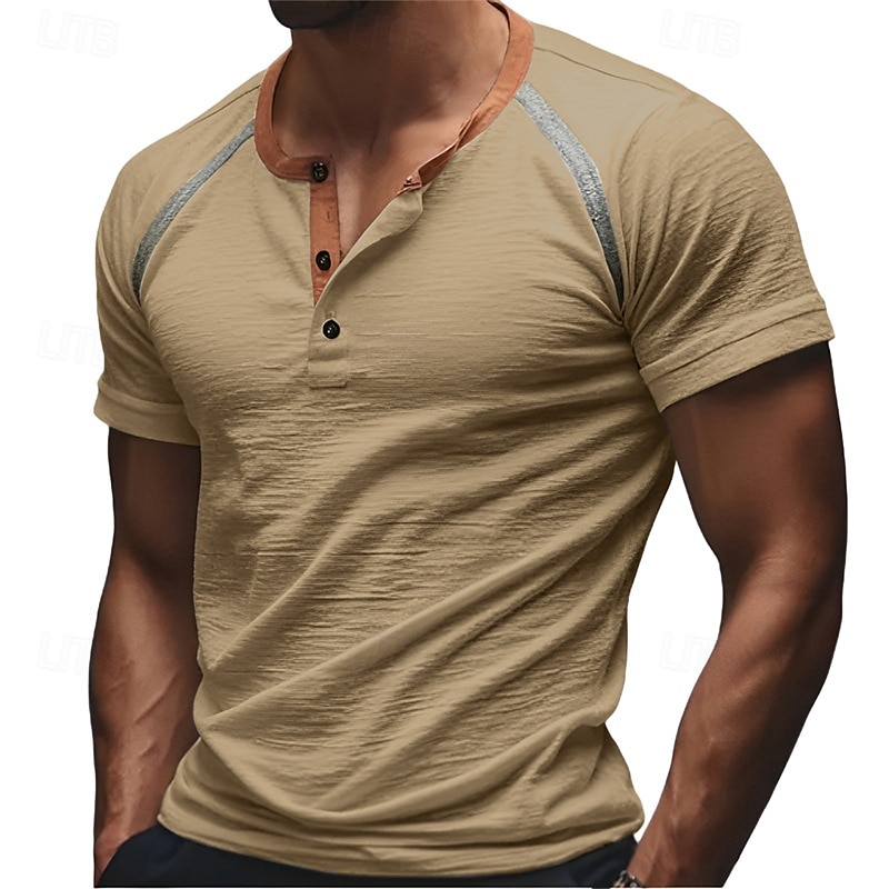 Pánské Tričko Tričko Henley Trička Tričko s krátkým rukávem Krátký rukáv Henley Léto Bez vzoru Módní Designové Základní Slátanina Knoflíky Dovolená ulice Jdeme ven Bílá Vodní modrá Trávová zelená Top 2025 - $15.49 –P1