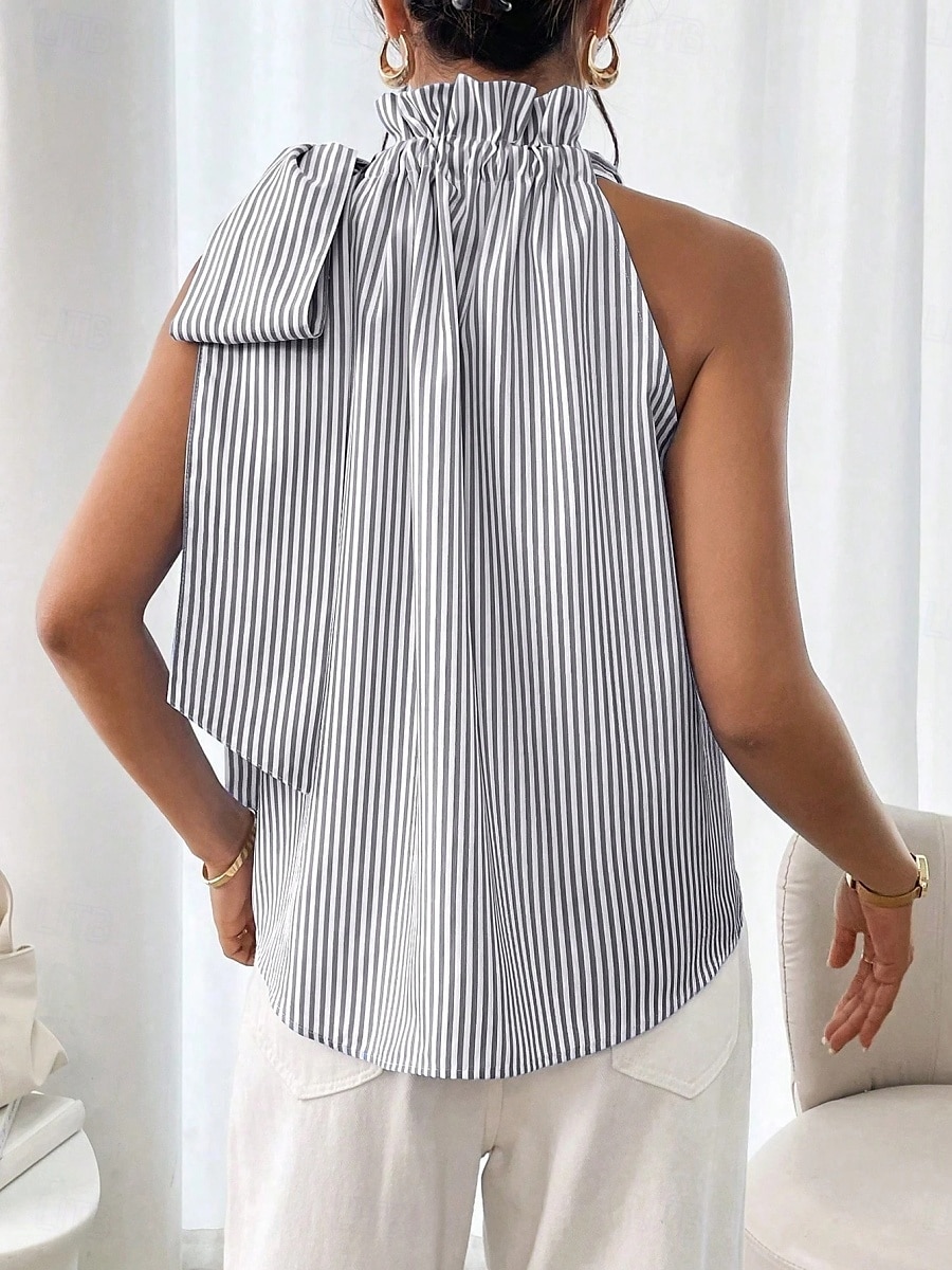 Pentru femei Camisole Tank Top Dungi Zilnic Casual Fără manșon Gâtul halter Topuri obișnuite Zilnic Imprimeu Negru Albastru celest Mov Trifoi Vară 2025 - $19.99 –P4