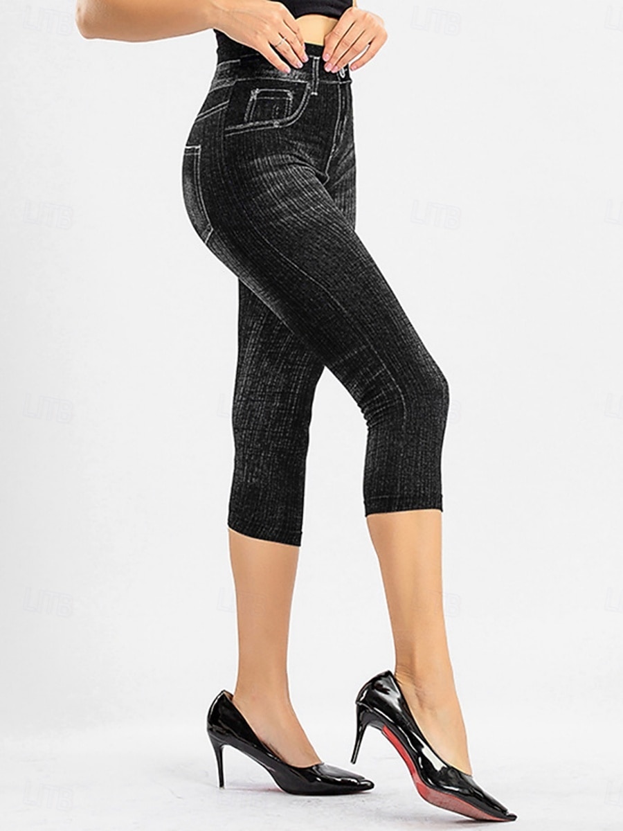 Women's Leggings Capri Pants 3D Print Chinos Vintage Streetwear Casual Calf-Length High Waist Plain Printing Comfy Soft Comfortable Stretchy Outdoor Street Black Red Blue Gray Summer Slim Fit 2025 - $3.99 –P5
