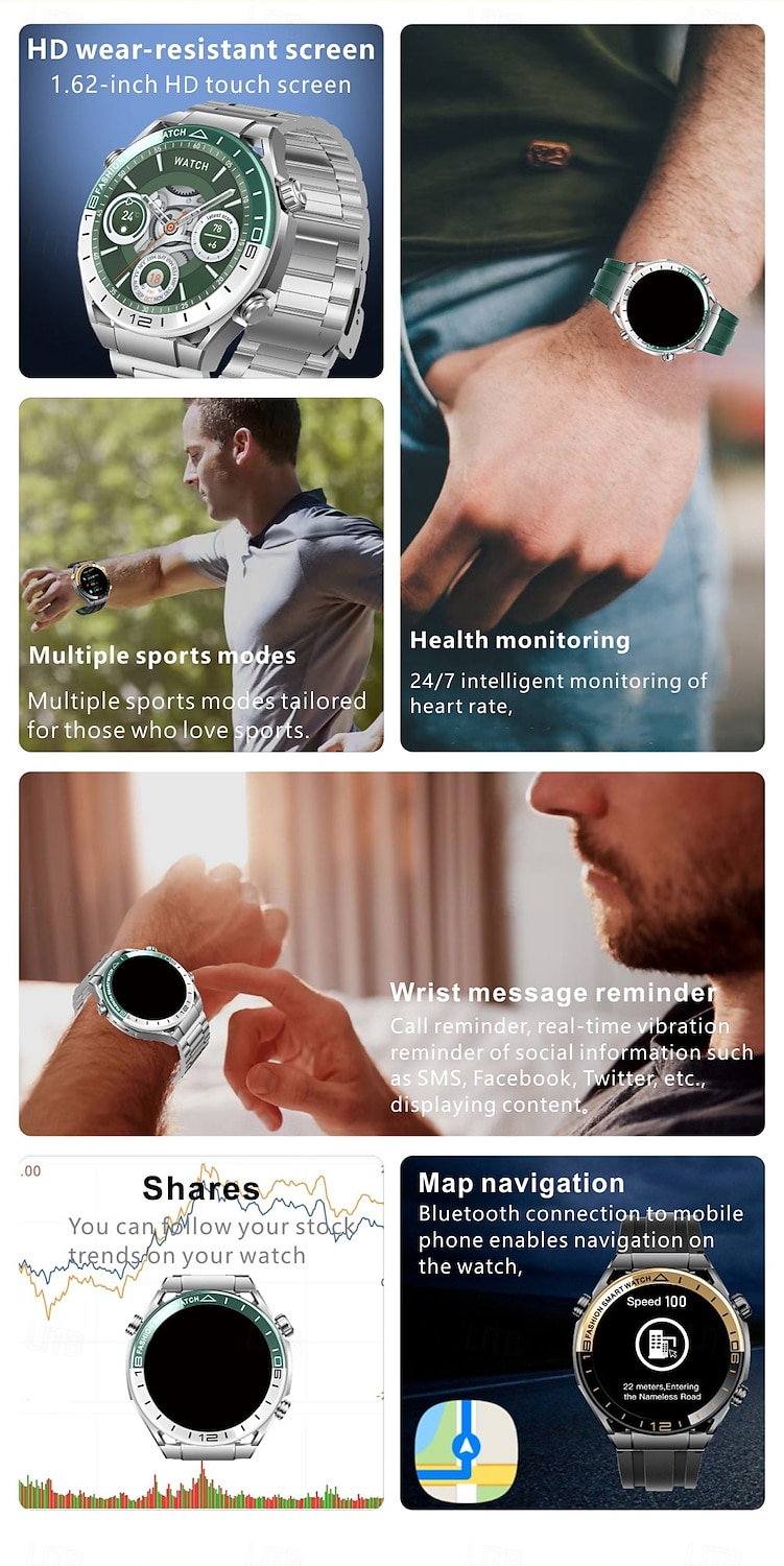 S7PRO Smart Watch 1.62" HD Display Bluetooth Call Smartwatch for Android iOS – Compass, Message & Music Control, Sport Mode 2025 - $64.99 –P2