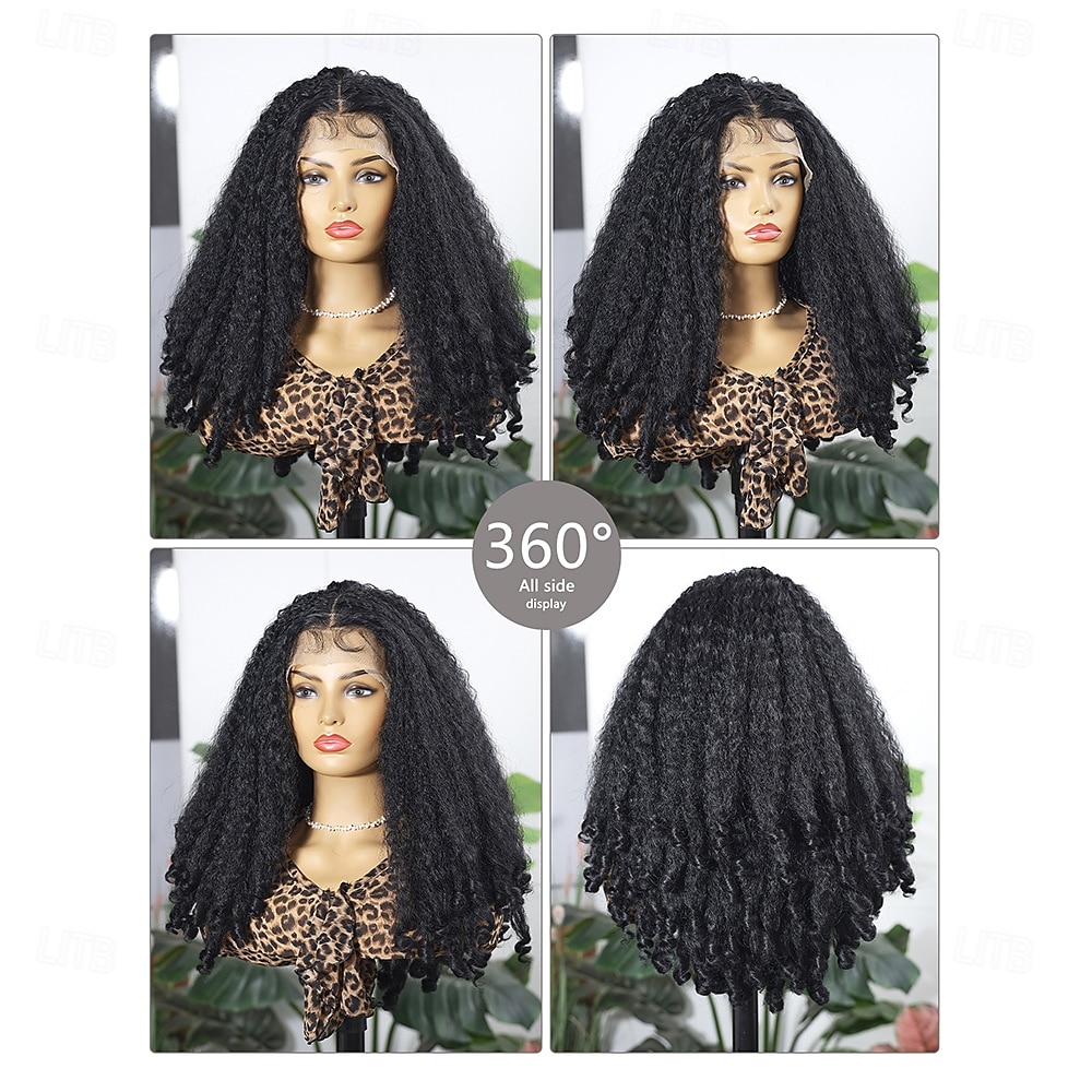 Synthetic Lace Wig Jerry Curl Style 20 inch Black Middle Part 13x4x1 T Part Lace Front Wig Women's Wig Black 2025 - $80.99 –P7