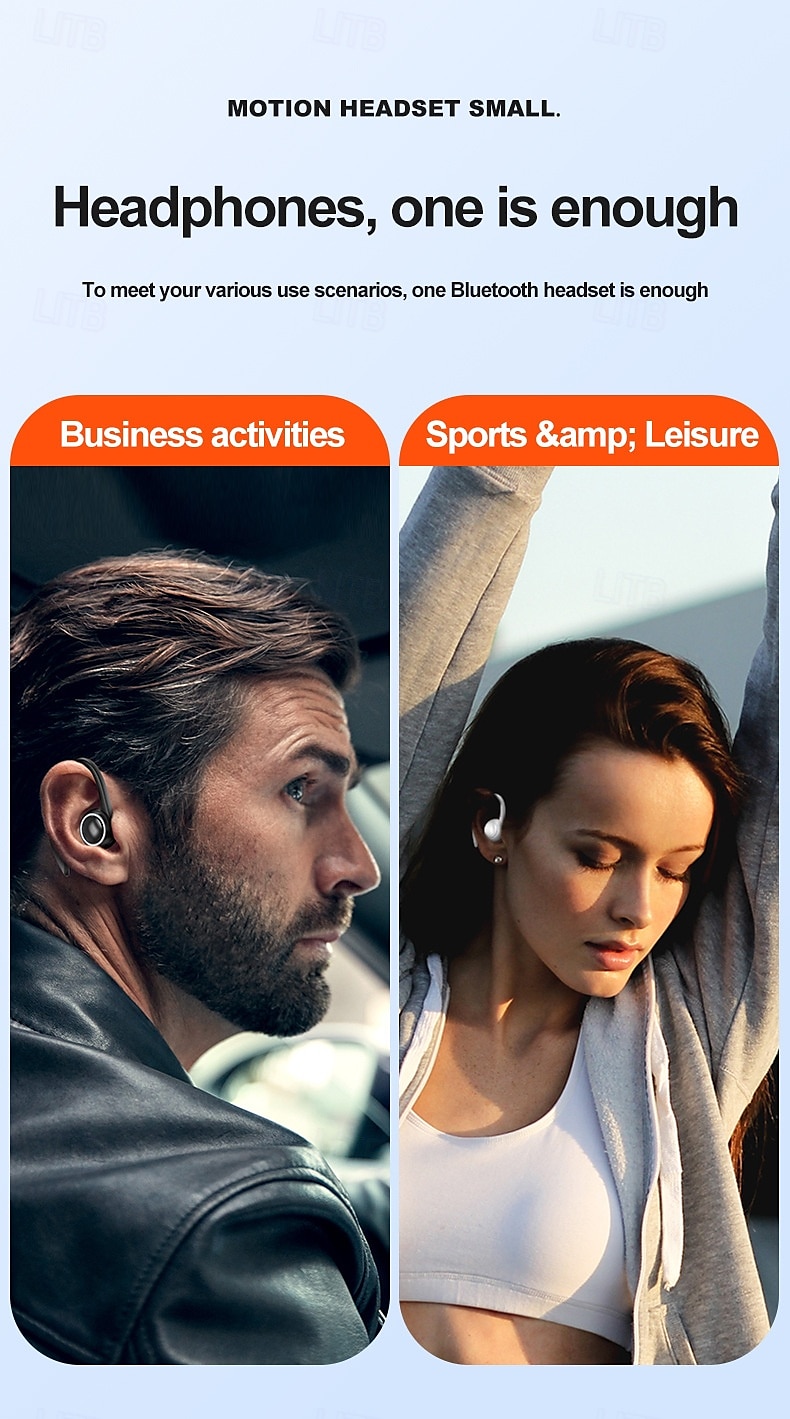 Bluetooth 5.2 Sports Ear-Hook Headphones - Wireless Waterproof Earbuds with LED Light, Touch Control, Noise Reduction, Compatible with iOS & Android 2025 - $20.99 –P3