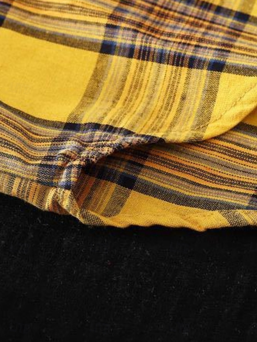 Women's Cotton Linen Shirt Plaid Basic Casual Long Sleeve Shirt Collar Regular Tops Daily Buttons Pocket Print Yellow Red Green Summer 2025 - $18.99 –P10