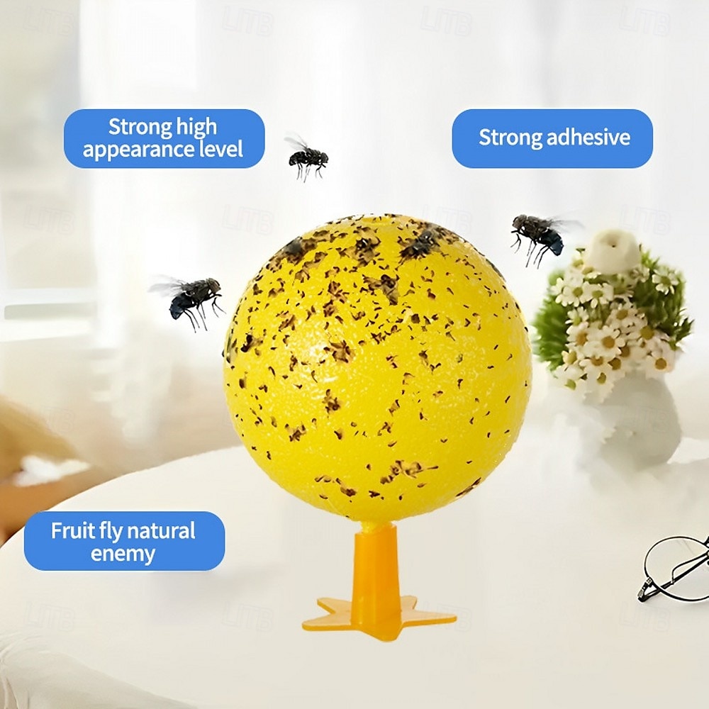 2 stk. fruktfluefeller med LED-nattlys, klebrig flygende insektfelleball, fruktsmak kjøkkenfelle for innendørs utendørs myggsamler 2025 - $5.99 –P6