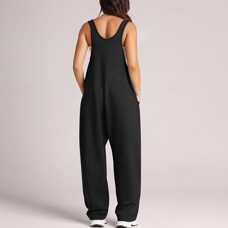 Damskie Normalny Kombinezon Moda miejska Jednokolorowe Bez rękawów Dekolt w kształcie litery U Kieszeń Ulica Codzienny Regularny Czarny Jasnozielony Rumiany róż Lato 2025 - $24.99 –P6