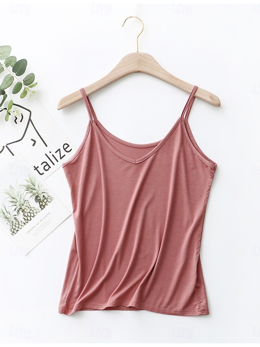 Pentru femei Camisole Tank Top Culoare solidă Zilnic De Bază Casual Fără manșon Cu Bretele Topuri obișnuite Zilnic Fără Spate Negru Alb Roz Îmbujorat Bleumarin Trifoi Vară 2025 - $6.49 –P9