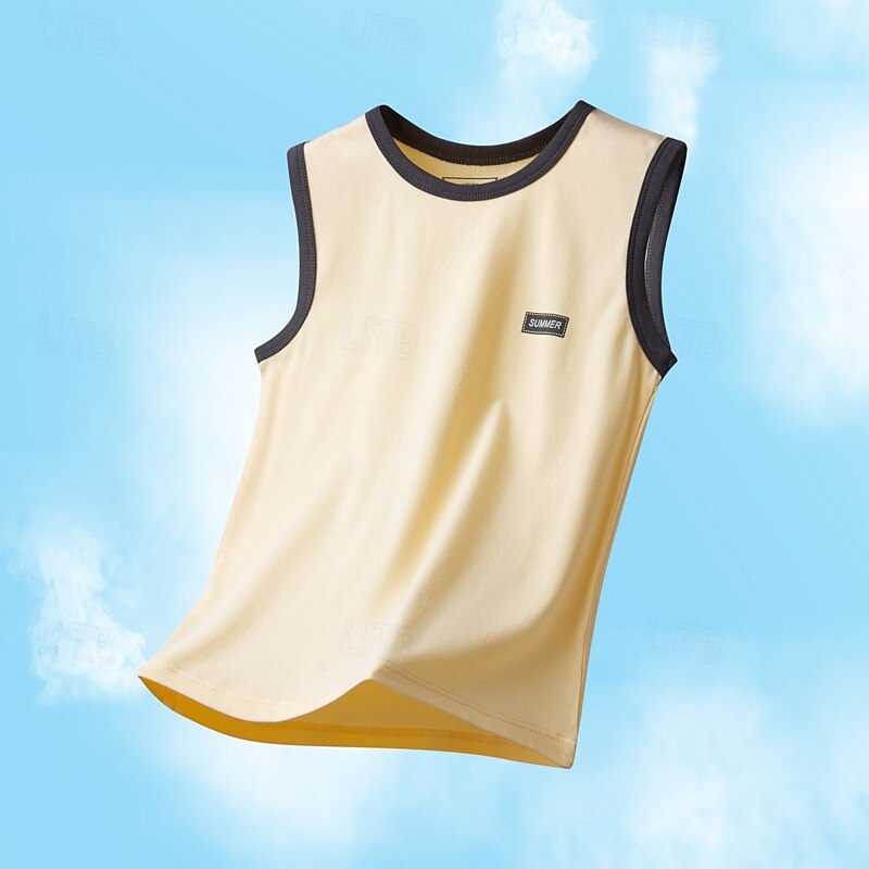 Kinder Jungen Panzer Tee Farbblock Ärmellos Kinder oben Ausgehen Basic Sommer Weiß Ab 4 Jahren 2025 - $13.99 –P4